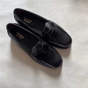 G.H. Bass weejuns black Men's Logan flat strap Classic Black Loafers 9